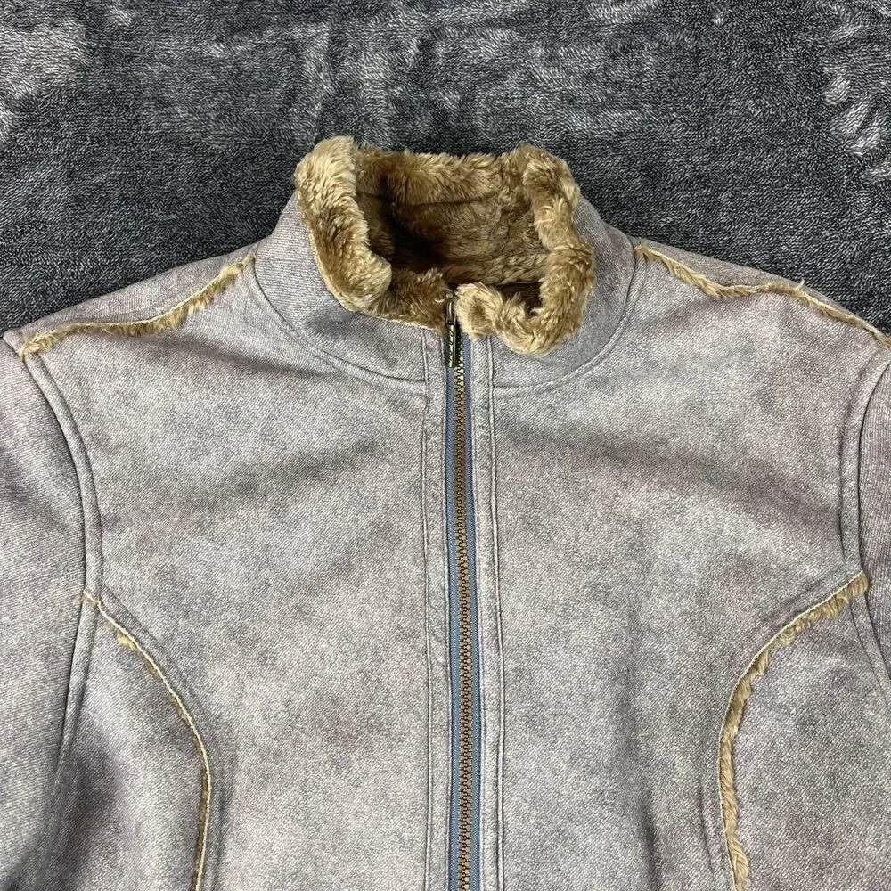 Vtg Cabela's Suede Mock Neck Faux Fur Lined Full Zip Jacket Brown XL Regular - Picture 3 of 12